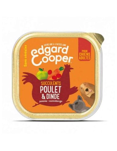 PATEE CHIEN ADULTE EDGARD ET COOPER POULET ET DINDE 300 G