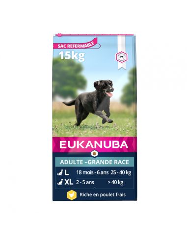 CROQUETTE EUKANUBA CHIEN ADULTE LARGE 15+3KG