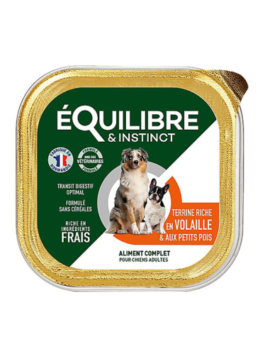 Chien - Terrine volaille, petits pois - Equilibre & Instinct - 300 g