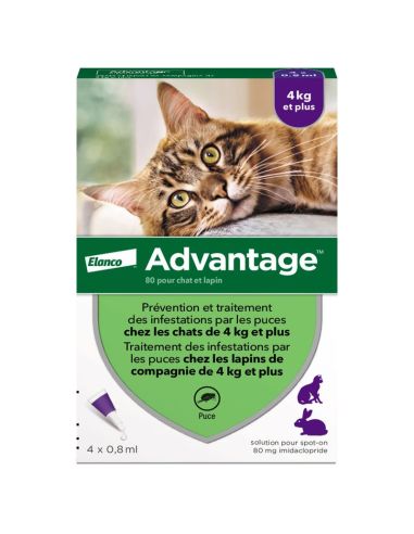 ANTIPARASITE ADVANTAGE  CHAT ET LAPIN -PLUS DE 4 kg