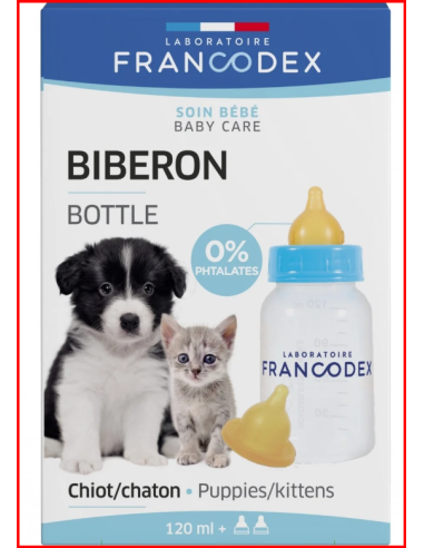 Francodex Biberon + 2 tétines pour chiots et chatons